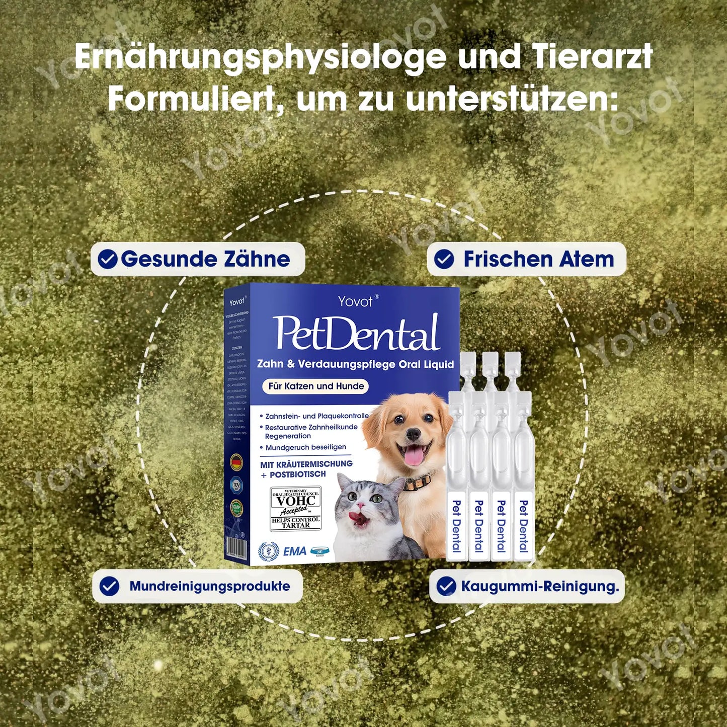 [Offizieller Shop] Yovot® Pet Dental Zahn & Verdauungsgesundheit Orale Lösung – Frischer Atem, weniger Zahnstein & Förderung der Zahnfleischregeneration, stabilisiert die Zähne (für Katzen & Hunde) – Heute 70 % sparen!