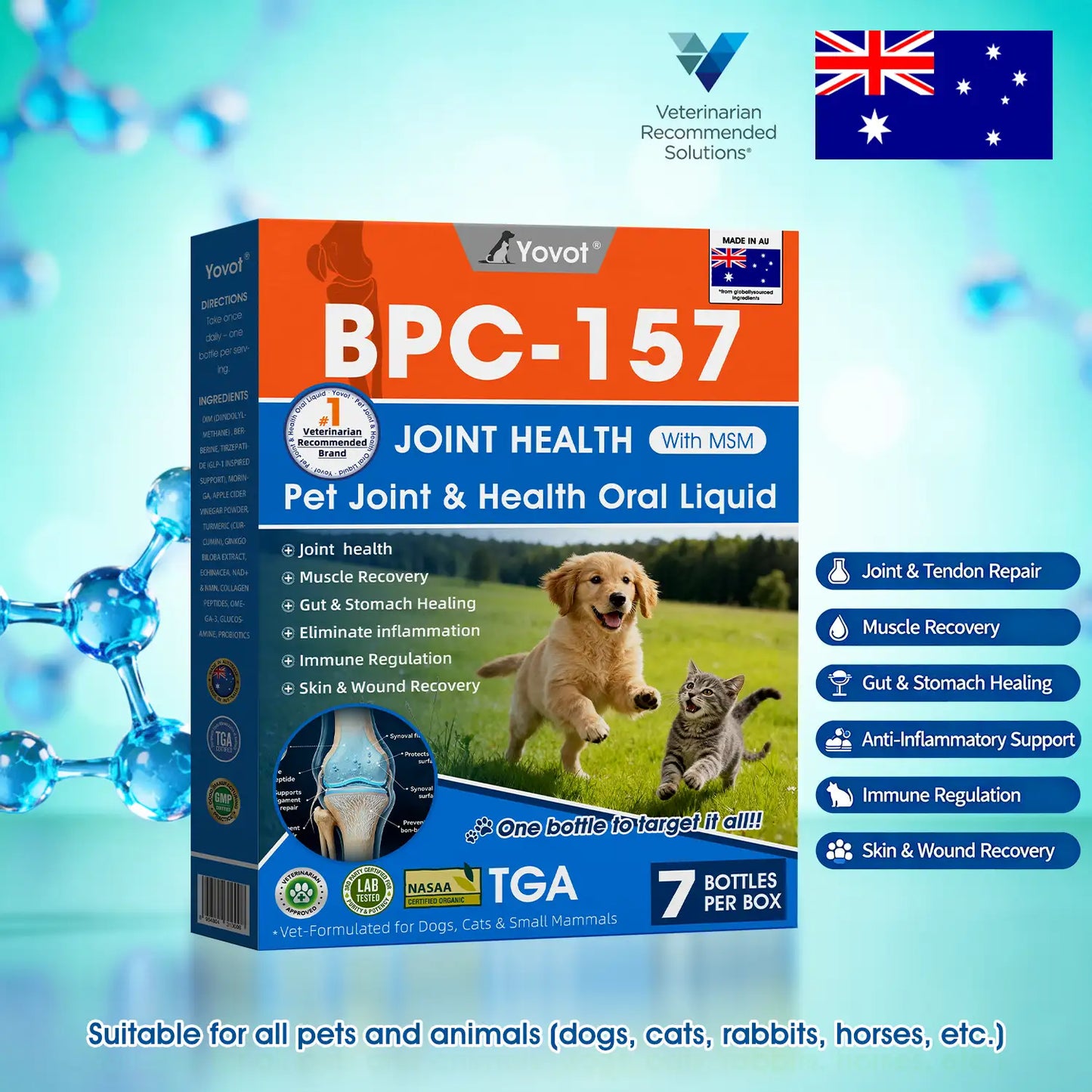 AVA Recommended | Official  DE  Store 🐶🐱Yovot® BPC-157 Advanced Joint & Total Body Health Oral Liquid -(For Dogs, Cats & Mammals. One Bottle Daily, Results in 7 Days)
