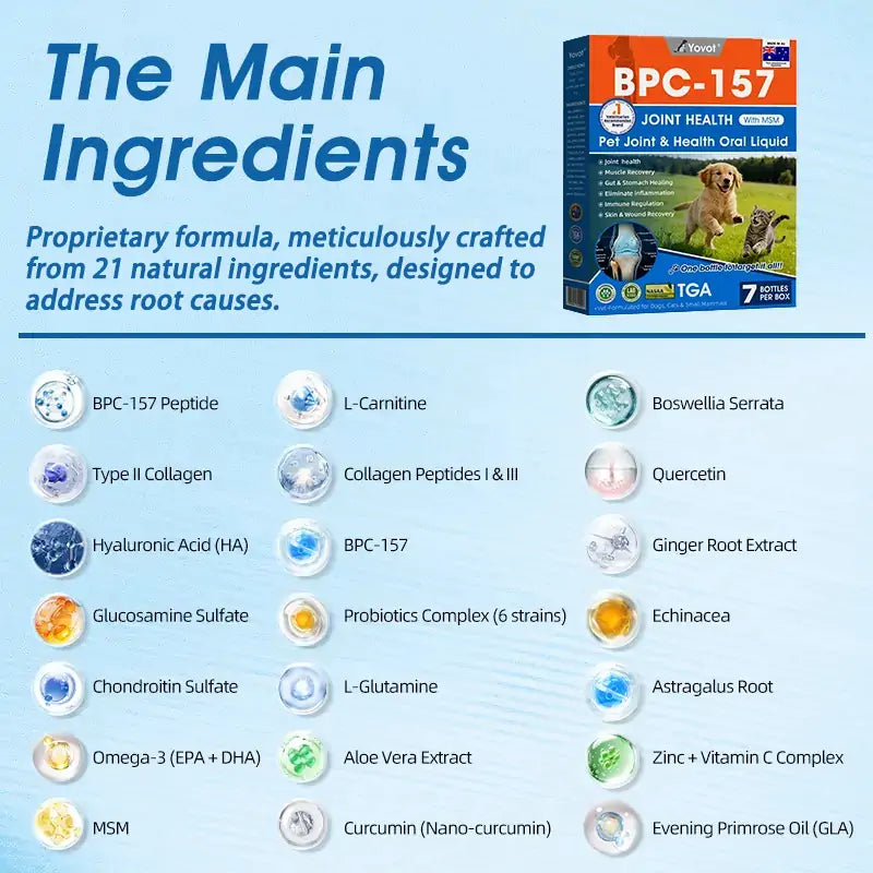 AVA Recommended | Official  DE  Store 🐶🐱Yovot® BPC-157 Advanced Joint & Total Body Health Oral Liquid -(For Dogs, Cats & Mammals. One Bottle Daily, Results in 7 Days)