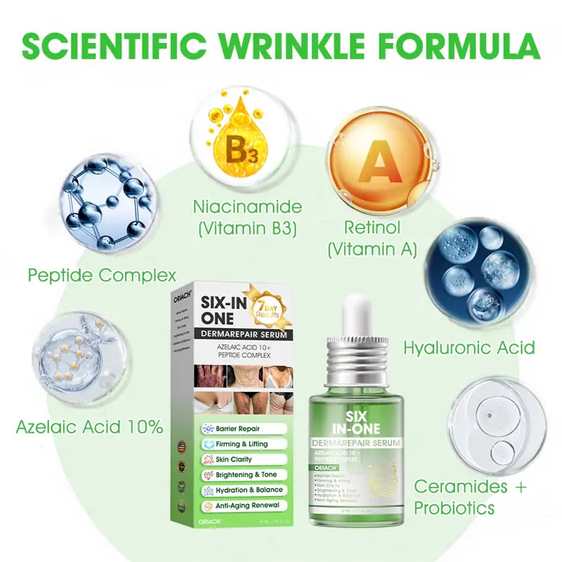 𝐎𝐫𝐢𝐚𝐜𝐡® 𝐀𝟏𝟎+ 𝟔-𝐢-𝐞𝐧 𝐃𝐞𝐫𝐦𝐚𝐑𝐞𝐩𝐚𝐢𝐫 𝐒𝐞𝐫𝐮𝐦 𝐅𝐃𝐀-𝐆𝐨𝐝𝐤𝐣𝐞𝐧𝐭 – Strammer opp slapp hud, reduserer blåmerker og senil purpura, og forbedrer keratinproduksjon, seboreisk dermatitt og follikulær keratose.