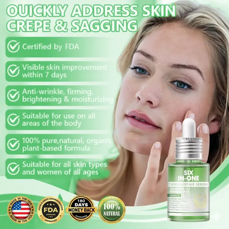 𝐎𝐫𝐢𝐚𝐜𝐡® 𝐀𝟏𝟎+ 𝟔-𝐢-𝐞𝐧 𝐃𝐞𝐫𝐦𝐚𝐑𝐞𝐩𝐚𝐢𝐫 𝐒𝐞𝐫𝐮𝐦 𝐅𝐃𝐀-𝐆𝐨𝐝𝐤𝐣𝐞𝐧𝐭 – Strammer opp slapp hud, reduserer blåmerker og senil purpura, og forbedrer keratinproduksjon, seboreisk dermatitt og follikulær keratose.